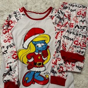 Smurfette Christmas Pajama Set - Red and White